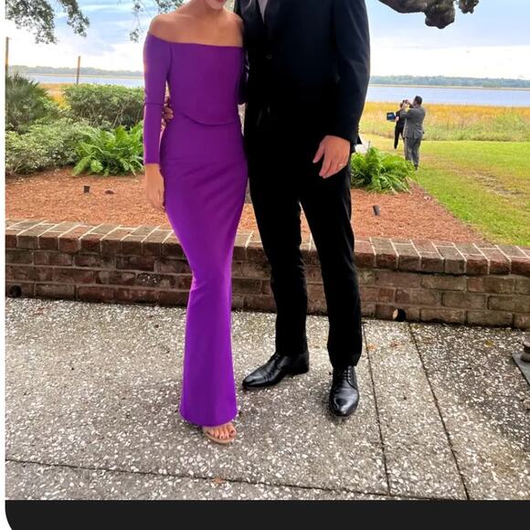 Solace London Purple Column Gown Size 2 Off Shoulder Slimming Formal Corset $575 - Picture 8 of 15